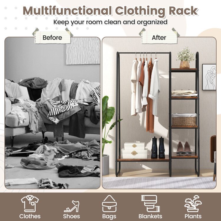 Clothes Rack Free Standing Storage Tower with Metal Frame - Costway