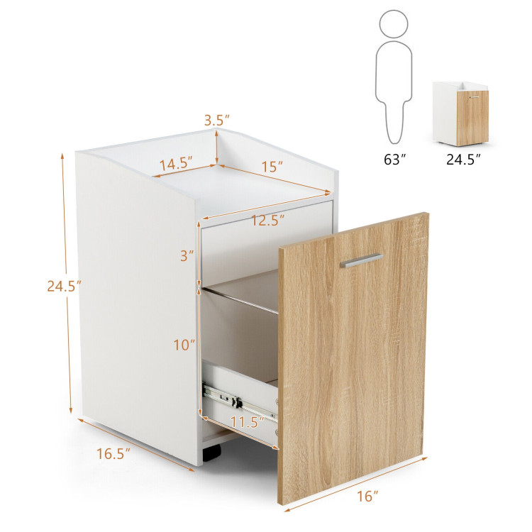 2-Drawer File Cabinet with Lock Hinging Bar Letter and Legal Size - Costway