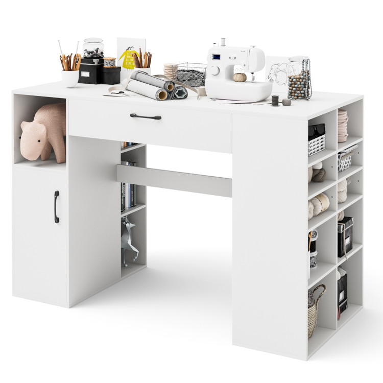 South Shore Crea Counter-Height Craft Table with Storage Pure White