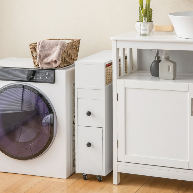 Bathroom Furniture White Slimline 4 Drawer Unit Cabinet Storage  Space-Saving
