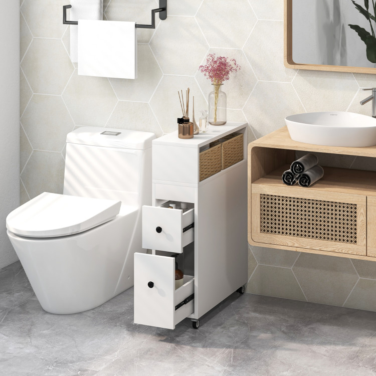 Thin Toilet Vanity Cabinet,Narrow Bath Sink Organizer Bathroom Storage  Corner