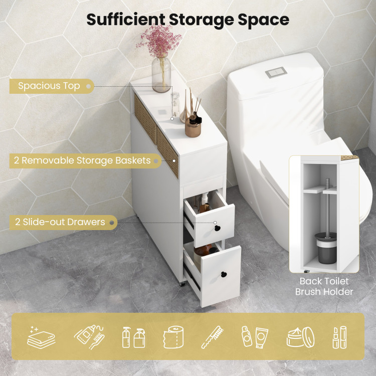  2/3/4/5-Drawer Mobile Storage Cabinet, Small Bathroom Floor  Cabinet Organizer for Small Spaces, Over The Slim Toilet Paper Storage  Cabinet for Skinny Bathroom Storage : Home & Kitchen