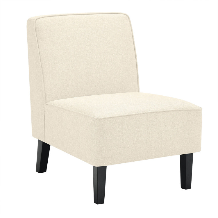 Modern Armless Accent Chair with Rubber Wood Legs-BeigeCostway Gallery View 1 of 11