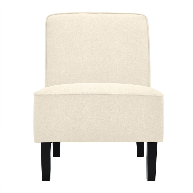 Modern Armless Accent Chair with Rubber Wood Legs-BeigeCostway Gallery View 8 of 11
