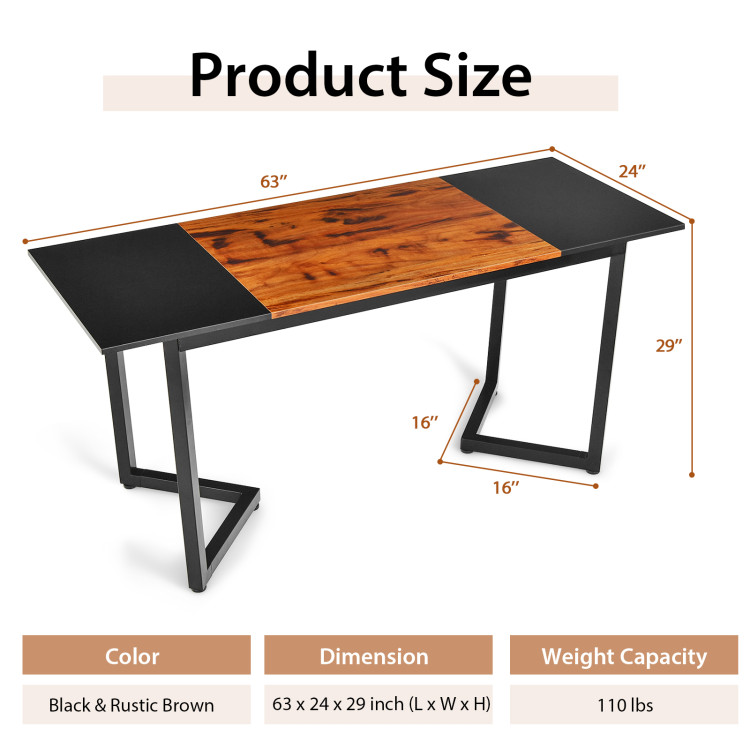 Home Office Desk-63 inch Large Computer Desk Table for Black