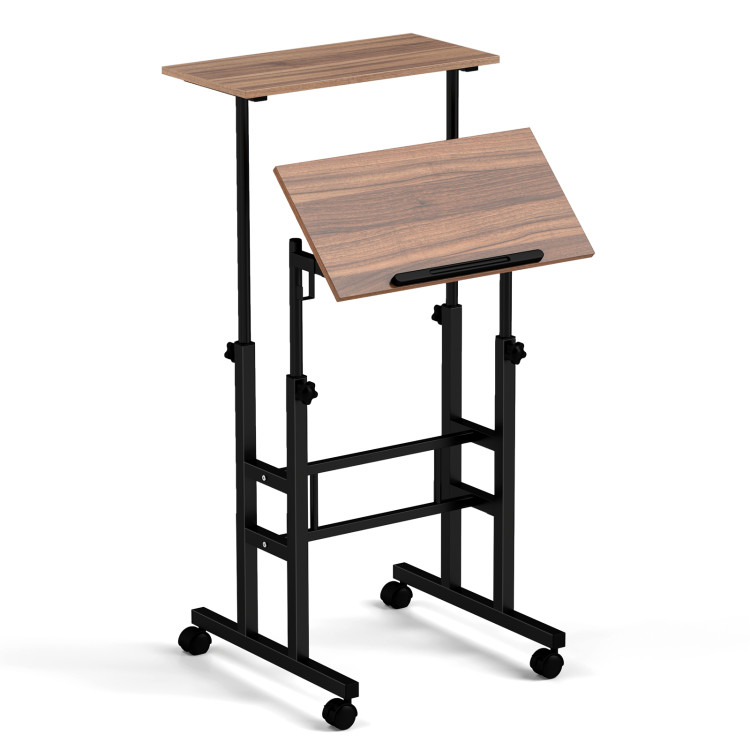 Height Adjustable Mobile Standing Desk with Rolling Wheels for Office and Home - Gallery View 1 of 11