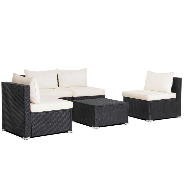 5 Pieces Outdoor Patio Furniture Set with Cushions and Coffee TableCostway Gallery View 2 of 18