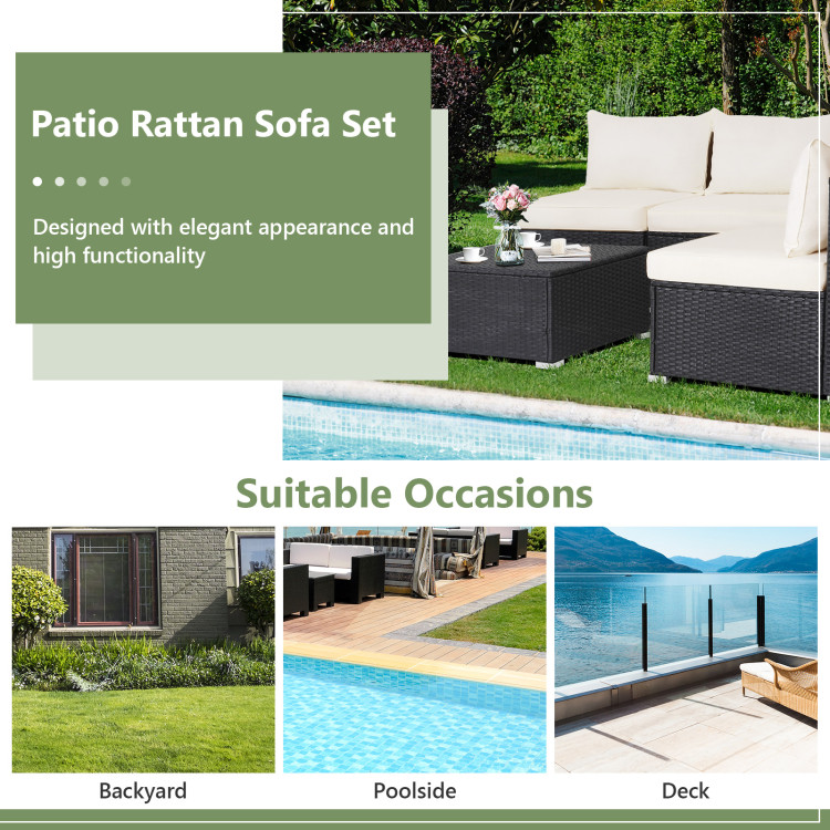 5 Pieces Outdoor Patio Furniture Set with Cushions and Coffee TableCostway Gallery View 17 of 18