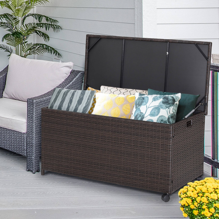 Outdoor Wicker Storage Box with Zippered Liner-50 GallonCostway Gallery View 2 of 9