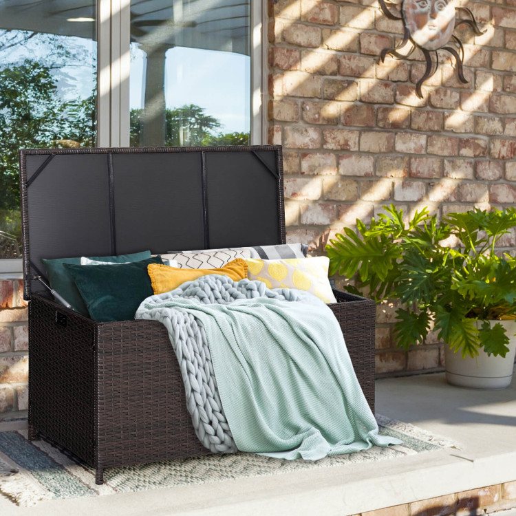 Outdoor Wicker Storage Box with Zippered Liner-50 GallonCostway Gallery View 5 of 9