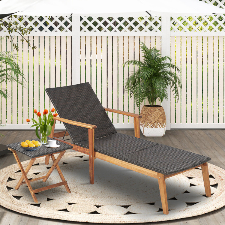Patio Rattan Lounge Chair with 4-Position Adjustable BackrestCostway Gallery View 6 of 9