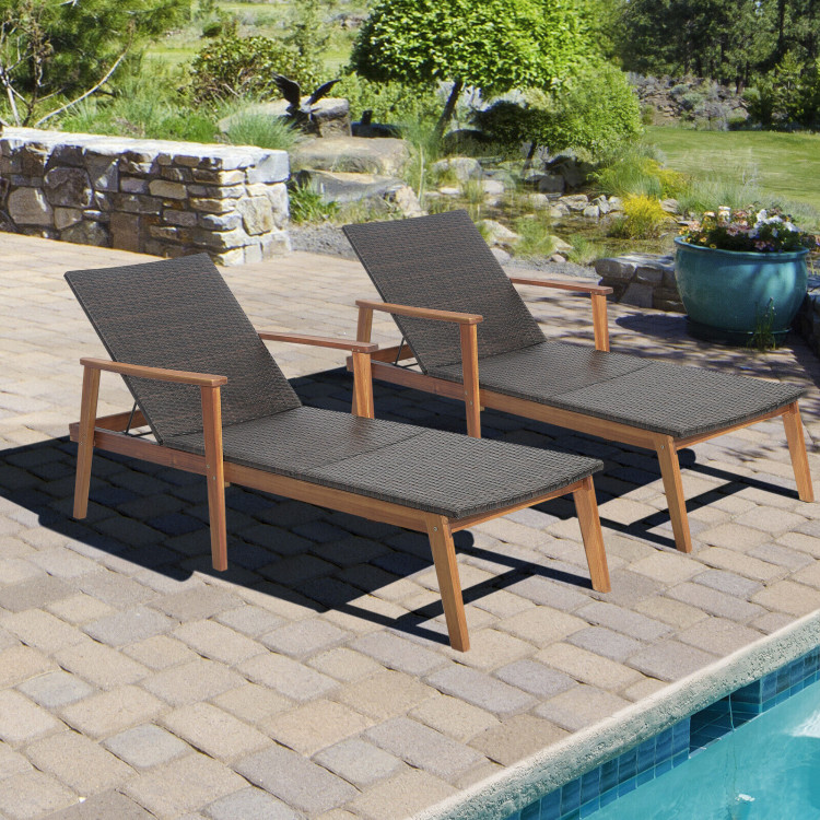 Patio Rattan Lounge Chair with 4-Position Adjustable BackrestCostway Gallery View 7 of 9
