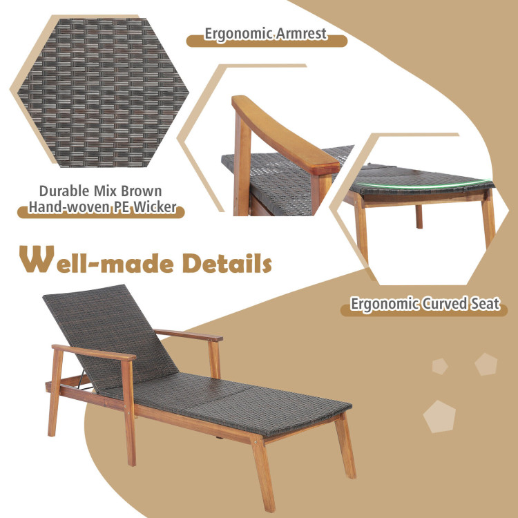 Patio Rattan Lounge Chair with 4-Position Adjustable BackrestCostway Gallery View 9 of 9