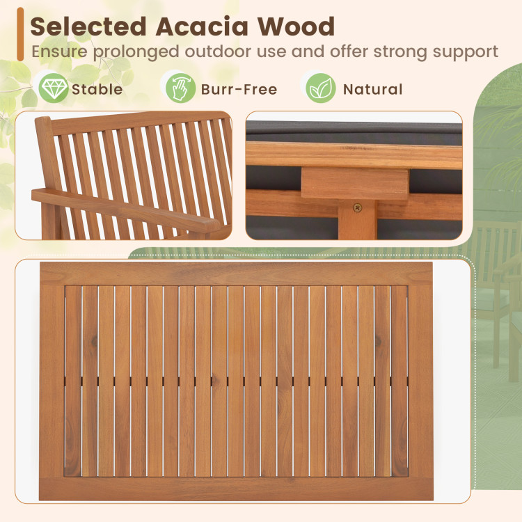 4 Pieces Patio Wood Furniture Set Acacia Wood Sofa Set with Loveseat - Gallery View 9 of 10