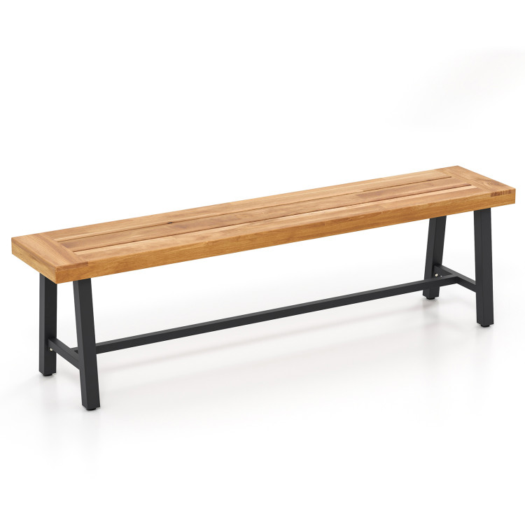 63 Inch 3-Person Acacia Patio Wood Outdoor Backless Bench - Gallery View 1 of 9