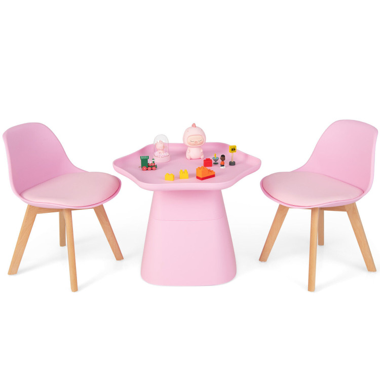 Wooden Kids Activity Table and Chairs Set with Padded Seat-PinkCostway Gallery View 1 of 10