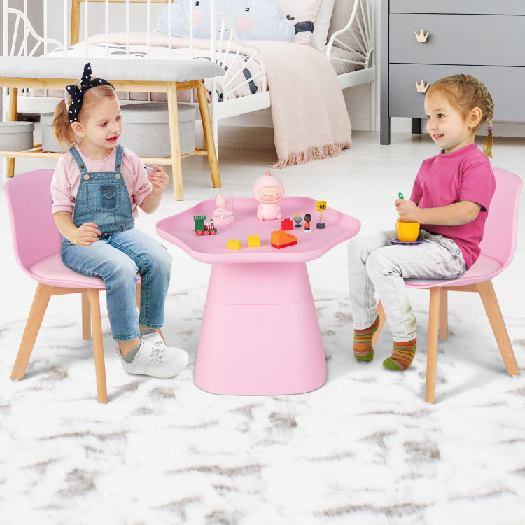Wooden Kids Activity Table and Chairs Set with Padded Seat-PinkCostway Gallery View 2 of 10