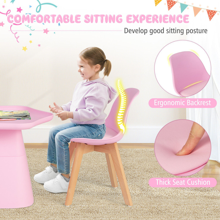 Wooden Kids Activity Table and Chairs Set with Padded Seat-PinkCostway Gallery View 7 of 10