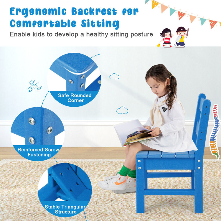 2 Pieces Kids Learning Chair set with Backrest-BlueCostway Gallery View 3 of 9