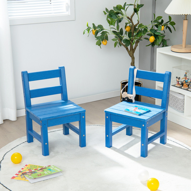 2 Pieces Kids Learning Chair set with Backrest-BlueCostway Gallery View 6 of 9