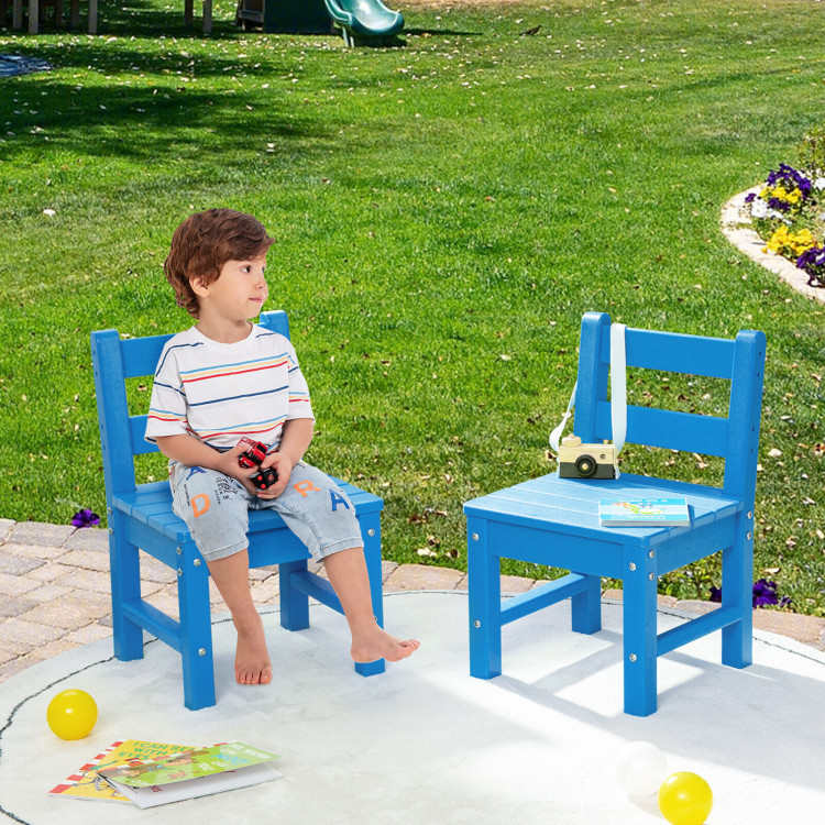 2 Pieces Kids Learning Chair set with Backrest-BlueCostway Gallery View 7 of 9