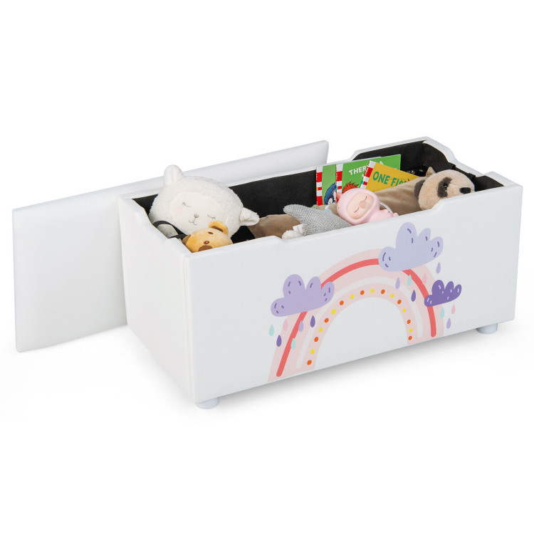 Kids Wooden Upholstered Toy Storage Box with Removable Lid-WhiteCostway Gallery View 1 of 11