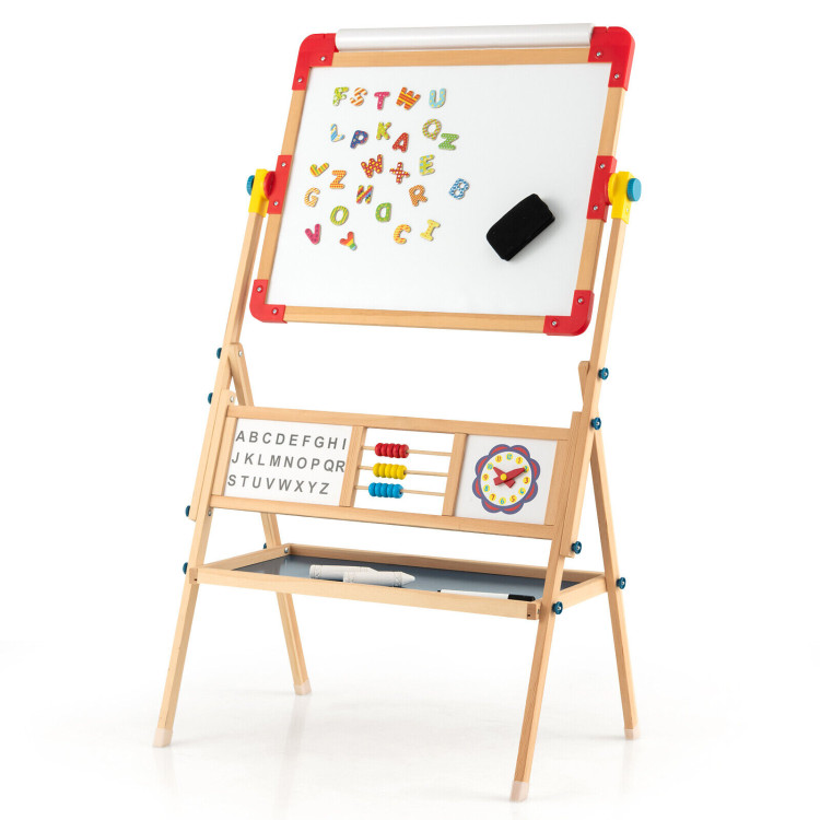 3-in-1 Wooden Art Easel for Kids with Drawing Paper RollCostway Gallery View 1 of 10