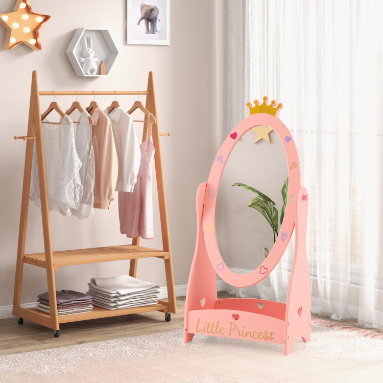Costway Kids Full Length Mirror with 360 Degree Rotatable Design and Shelf