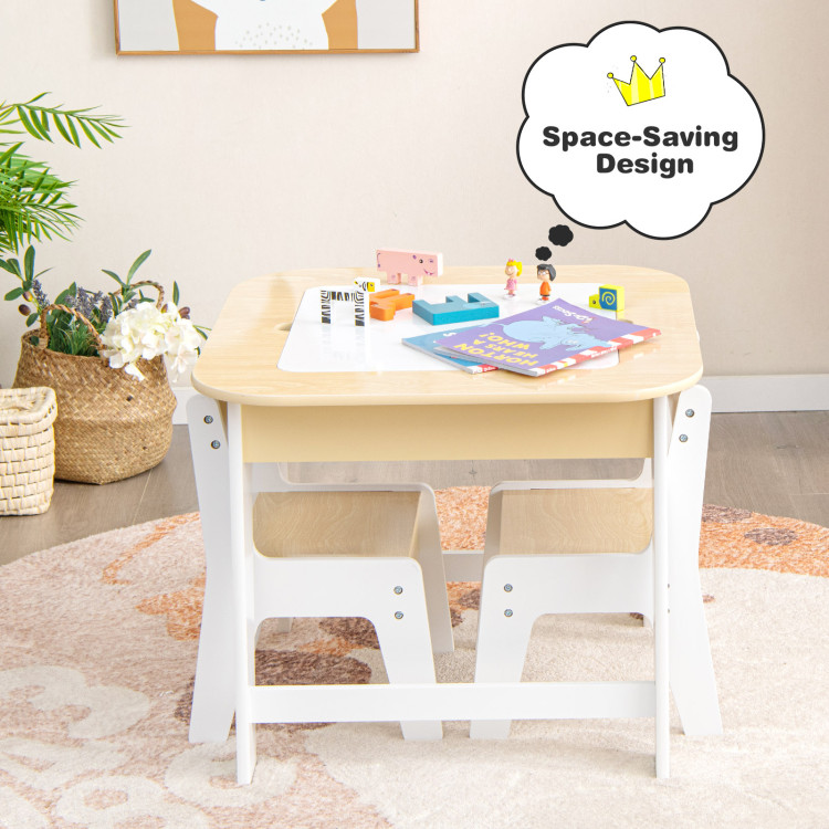 Costway 2-Piece Wood Top Kids Desk and Chair Set Study Writing