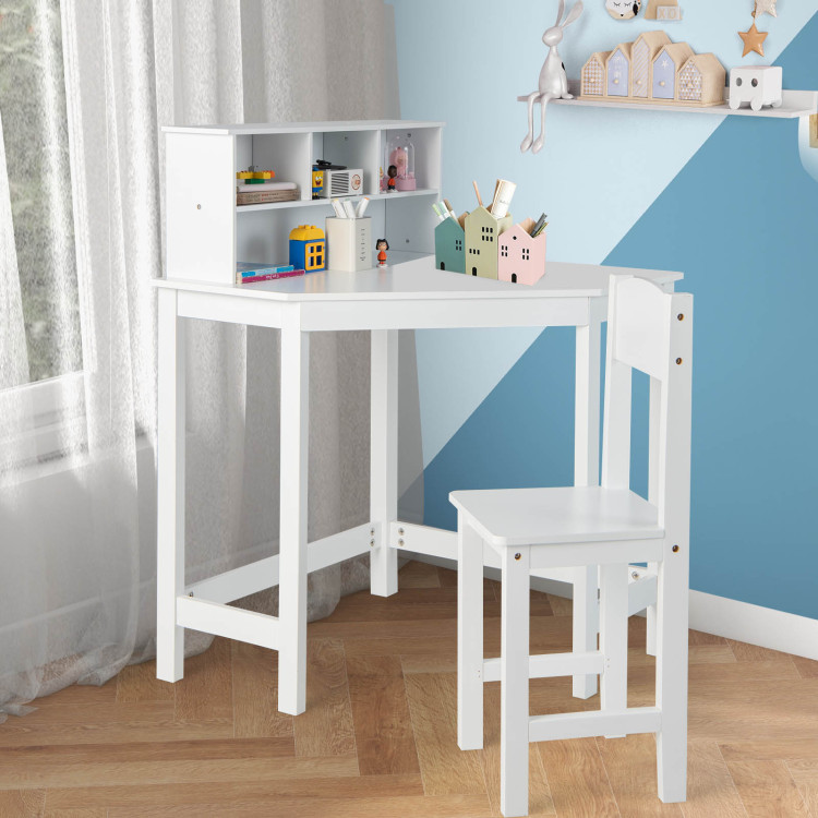 Costway Kids Wooden Study Desk & Chair Writing Table with Drawer