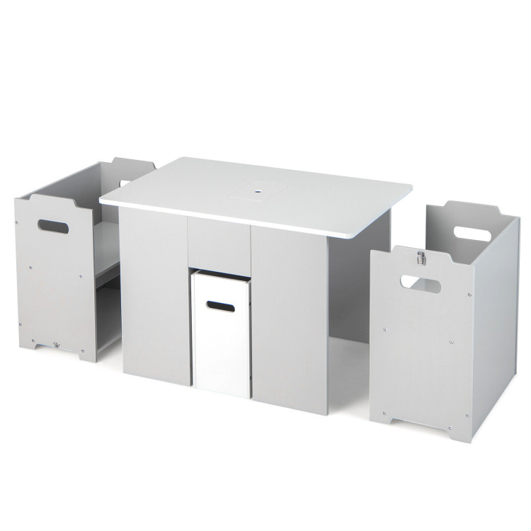 4-in-1 Kids Table and Chairs with Multiple Storage for Learning - Gallery View 1 of 10