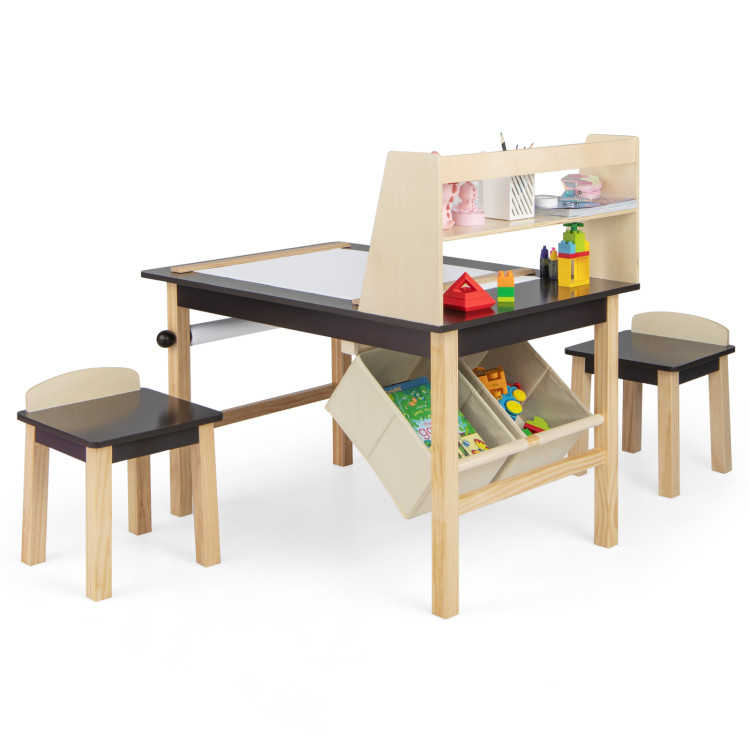  Bateso Kids Art Table and 2 Chairs with Roll Paper