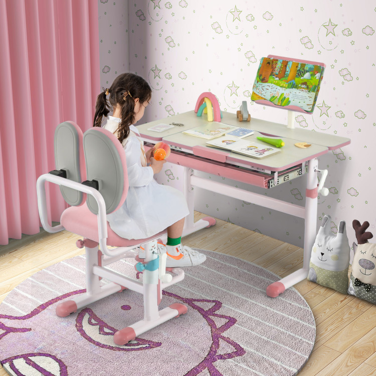 Costway Kids Desk and Chair Set Height Adjustable Study Table with