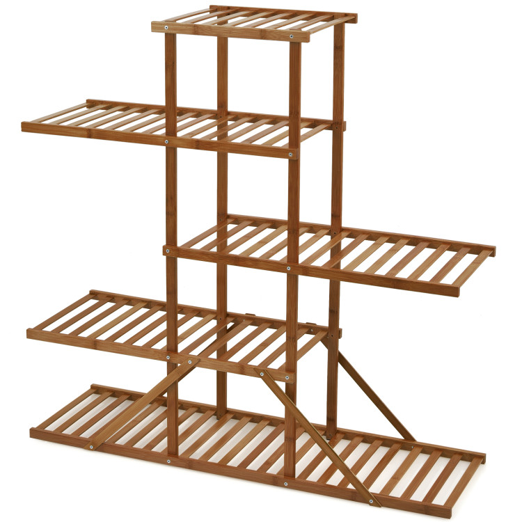 5-tier 10 Potted Bamboo Plant Stand-BrownCostway Gallery View 1 of 10