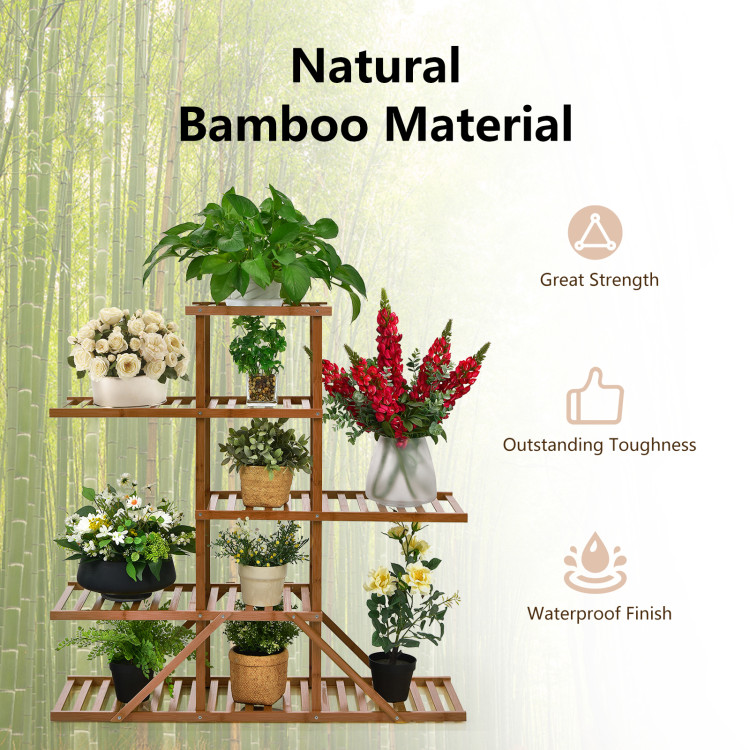 5-tier 10 Potted Bamboo Plant Stand-BrownCostway Gallery View 5 of 10