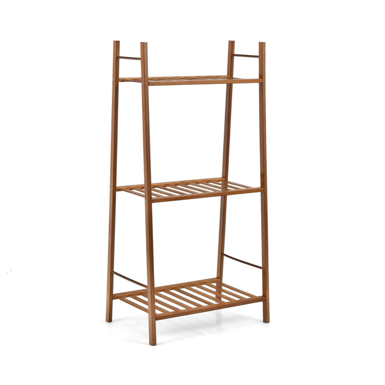 3 Tiers Vertical Bamboo Plant Stand-BrownCostway Gallery View 1 of 9