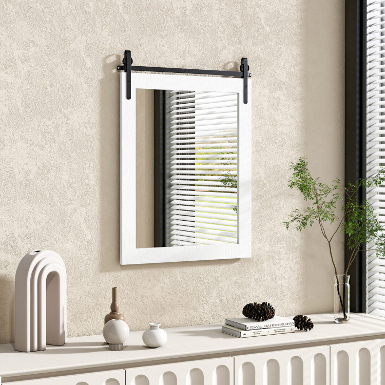 30 x 22 Inch Wall Mount Mirror with Wood Frame Costway