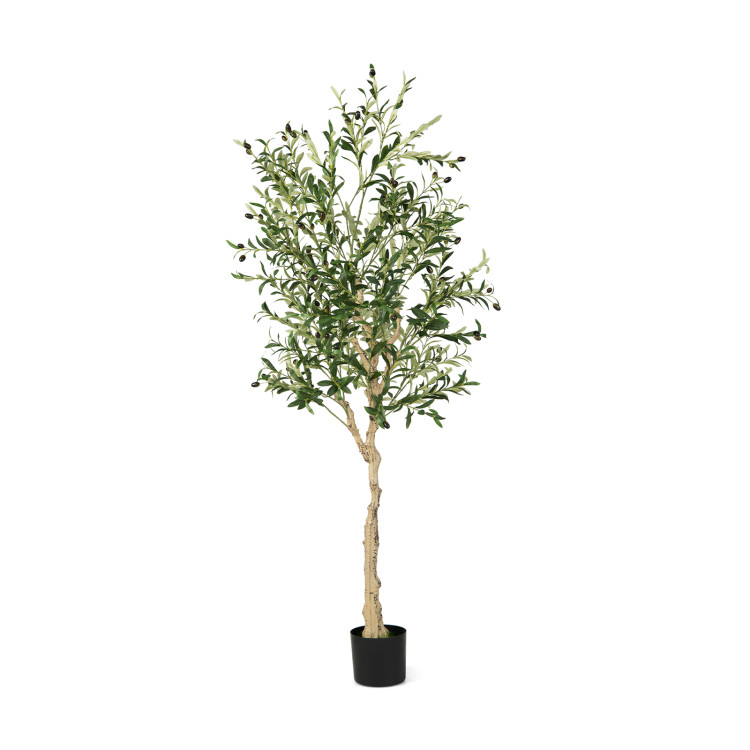 6 Feet 2-Pack Artificial Olive Tree in Cement Pot | Costway