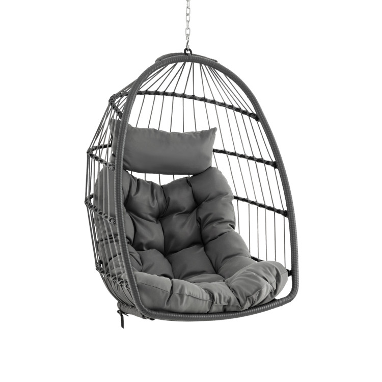 Hanging Egg Chair with Head Pillow and Large Seat Cushion - Costway