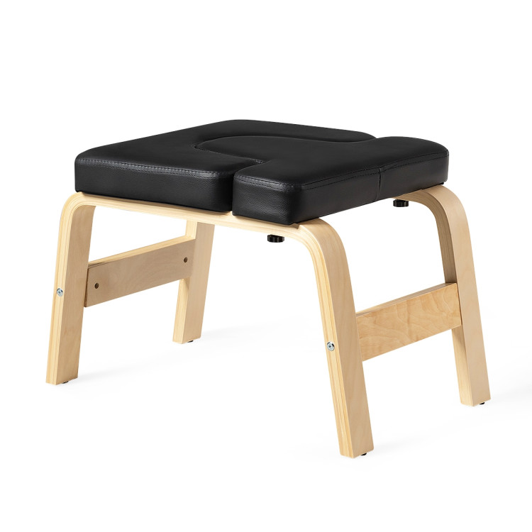 Yoga Headstand Wood Stool with PVC Pads-BlackCostway Gallery View 4 of 12