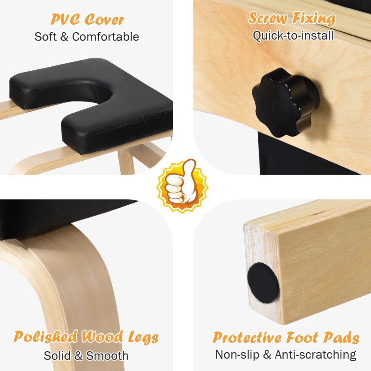 Yoga Headstand Wood Stool with PVC Pads-BlackCostway Gallery View 11 of 12