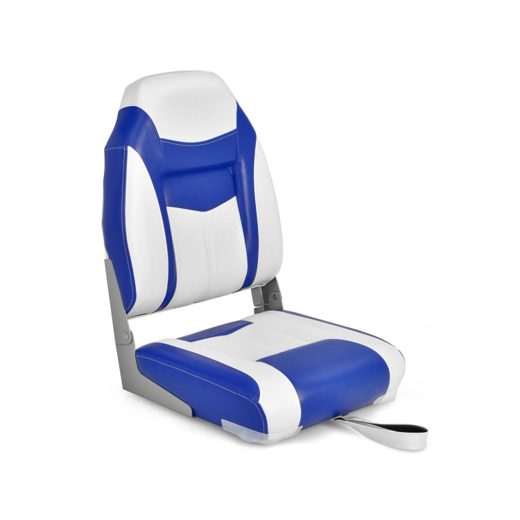 High Back Folding Boat Seats with Blue White Sponge Cushions and