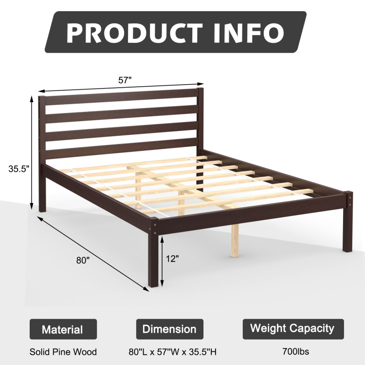 Twin Size Wood Platform Bed Frame with HeadboardCostway Gallery View 4 of 9