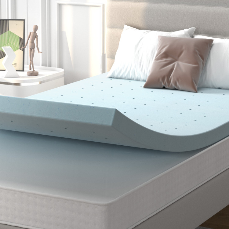 4 Inch Gel Injection Memory Foam Mattress Top Ventilated Mattress Double Bed-Twin SizeCostway Gallery View 6 of 12