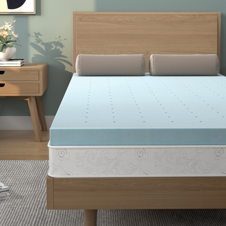 4 Inch Gel Injection Memory Foam Mattress Top Ventilated Mattress Double Bed-Twin SizeCostway Gallery View 7 of 12