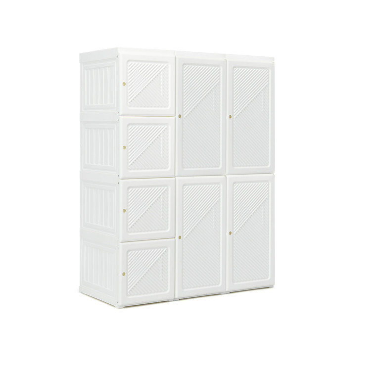 Costway DIY 24 Cube Portable Clothes Wardrobe Cabinet Closet Storage - 57.5''L x 14.6'' W x 71.3''H - White