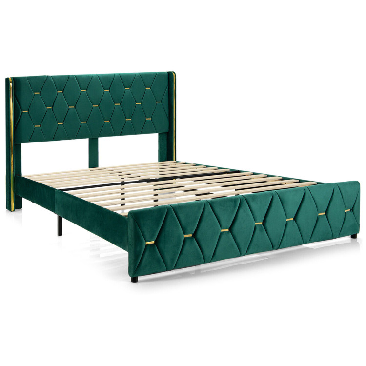 Queen/Full Size Upholstered Platform Bed Frame with Adjustable Headboard-Full SizeCostway Gallery View 1 of 13