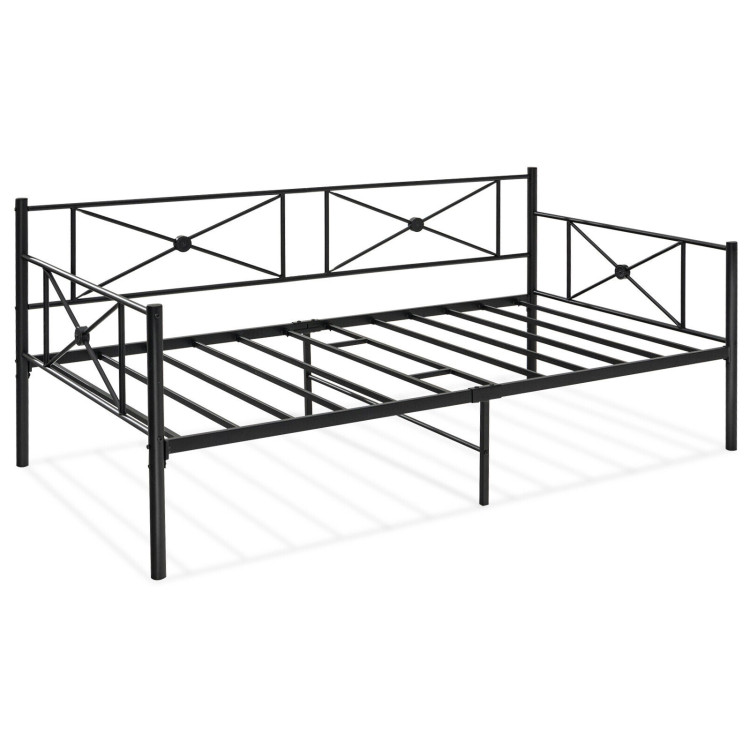 Metal Daybed Frame Twin Size with Slats-BlackCostway Gallery View 1 of 11