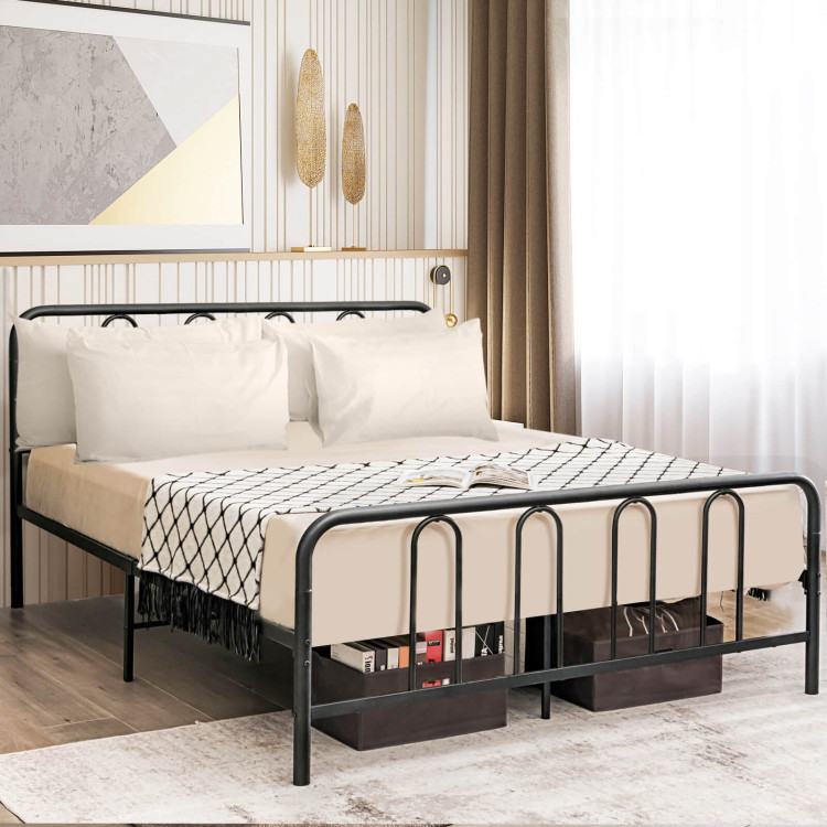 Full/Queen Size Metal Bed Frame with Headboard and Footboard-Full SizeCostway Gallery View 6 of 8