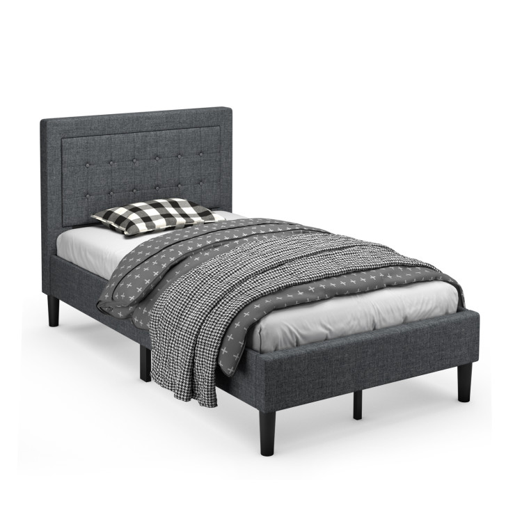 Twin Size Upholstered Bed Frame with Button Tufted HeadboardCostway Gallery View 11 of 11